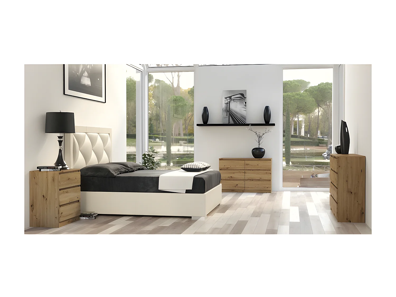 MILAN | Commode contemporaine 6 tiroirs chambre/salon/bureau | 30x120x77 cm | Style scandinave | Meuble de rangementent