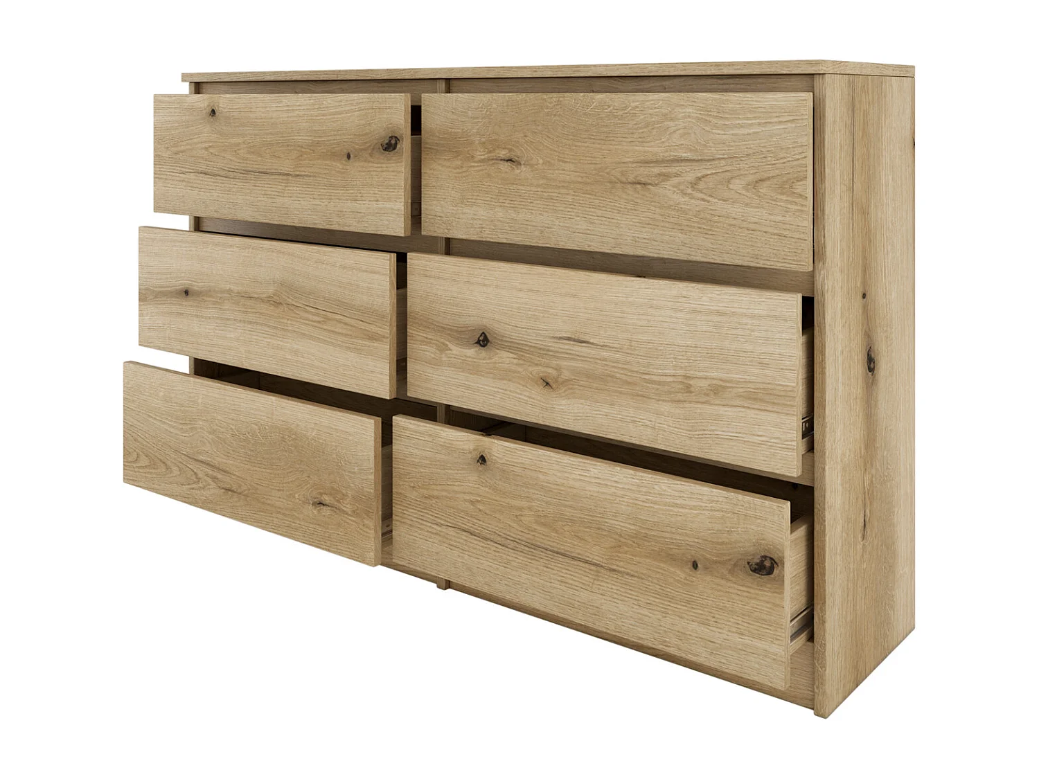 MILAN | Commode contemporaine 6 tiroirs chambre/salon/bureau | 30x120x77 cm | Style scandinave | Meuble de rangementent