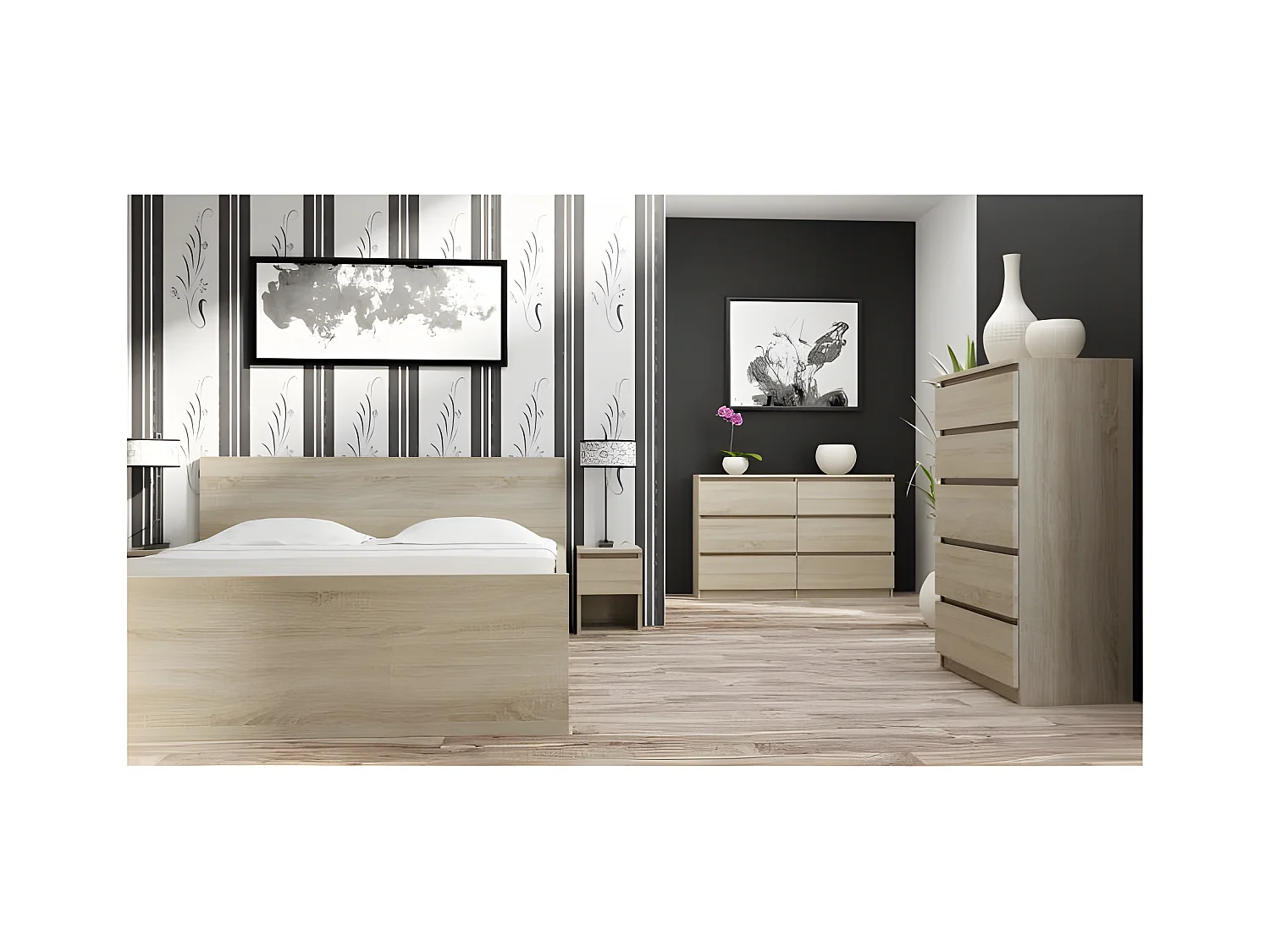 MILANO - Cassettiera grande 6 cassetti - 30x120x77cm - Stile scandinavo - Mobile contenitore - Cassettiera