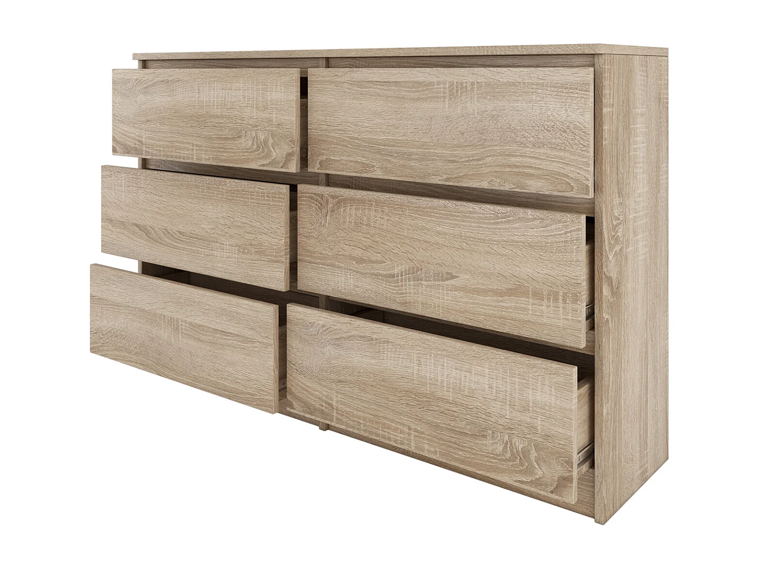 MILAN | Commode contemporaine chambre/salon/bureau 30x120x77 cm | 6 tiroirs | Meuble de rangementent | Chiffonier