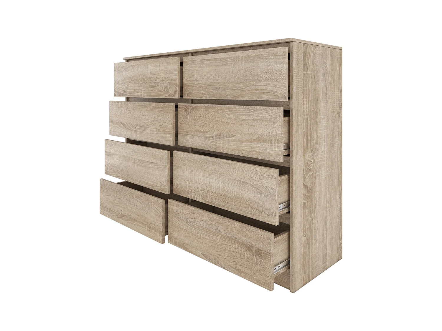 MILÁN 8/120 | Cómoda contemporánea para dormitorio/salón/oficina 40x120x97 | 8 cajones deslizantes | Unidad de almacenamiento | Armario