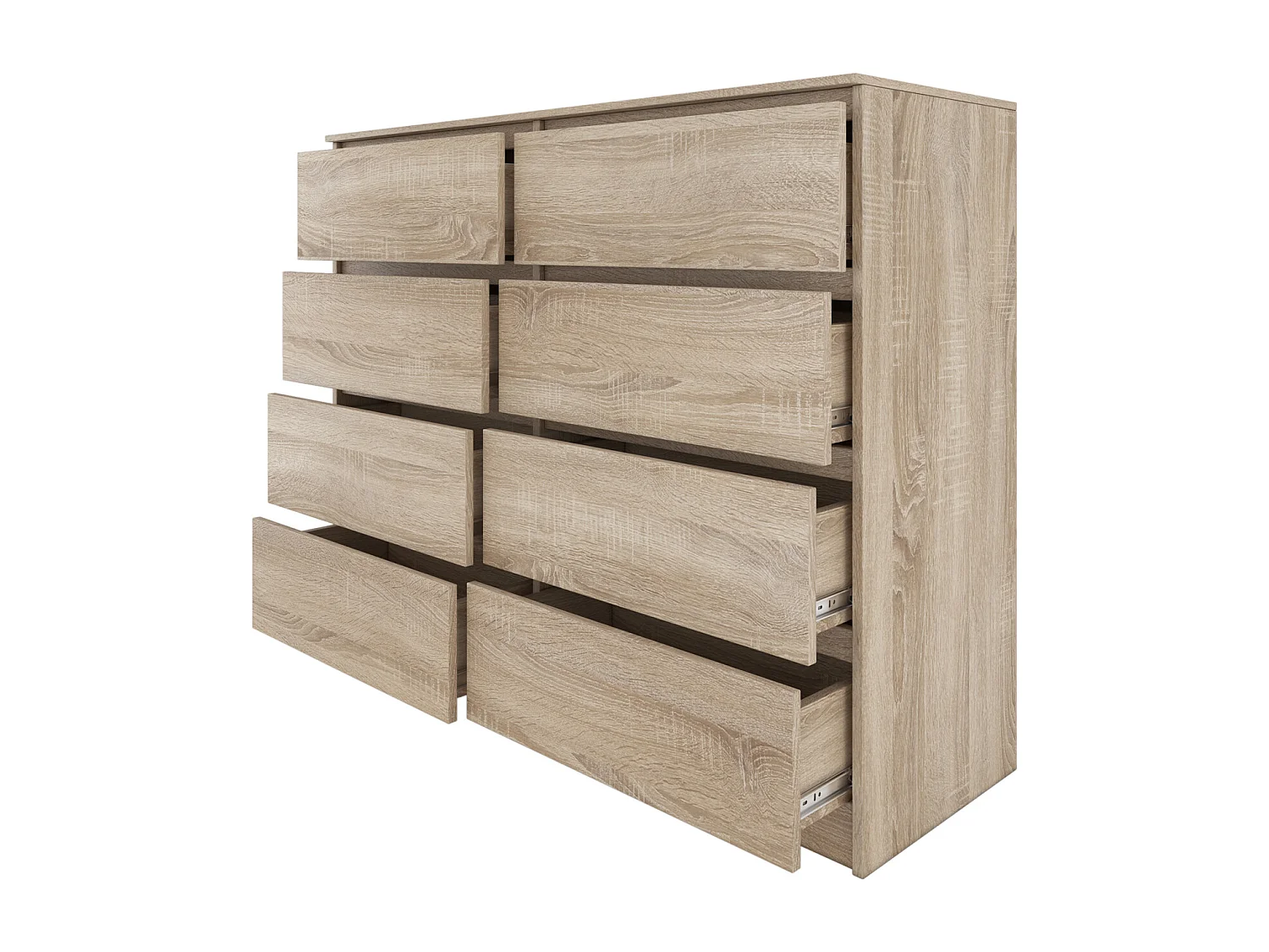 MILAN | Commode contemporaine chambre/salon/bureau 40x120x97 | 8 tiroirs coullissants | Meuble de rangementent | Chiffonier