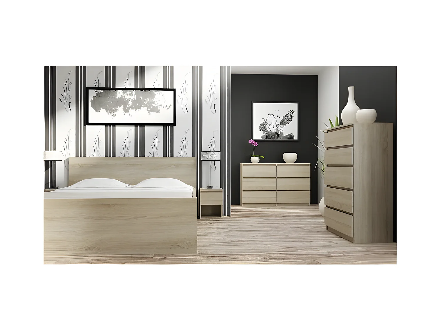 MILAN | Commode contemporaine chambre/salon/bureau 40x70x109.5 | 5 tiroirs coullissants | Meuble de rangementent | Chiffonier