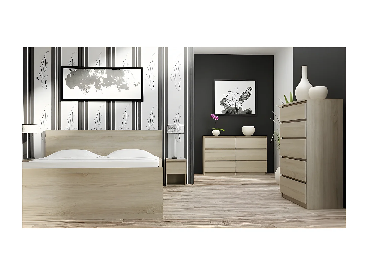 MILÁN 5 | Cómoda contemporánea para dormitorio/salón/oficina 40x70x109.5 | 5 cajones deslizantes | Unidad de almacenamiento | Armario