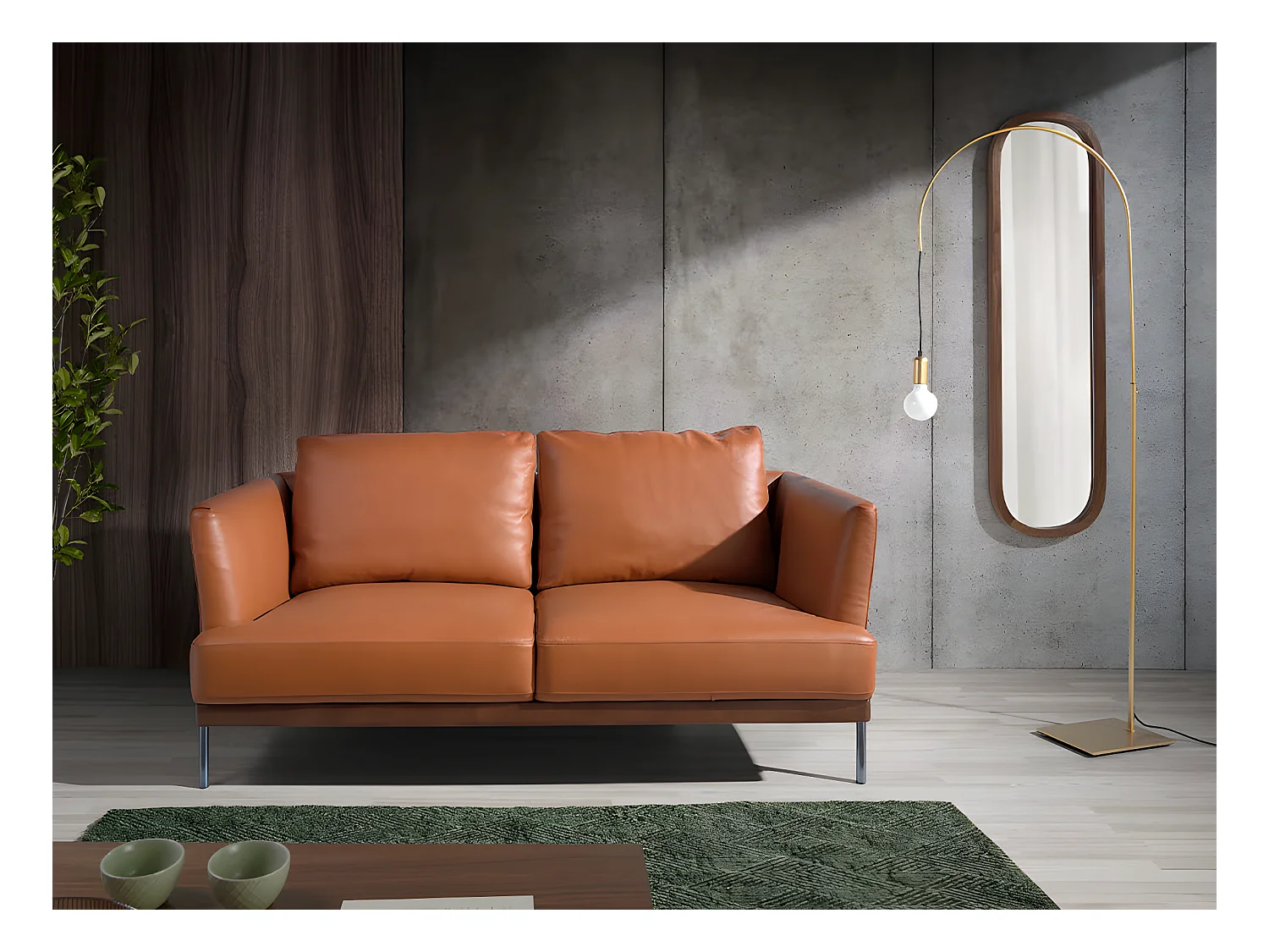 Canapé 2 places en cuir et acier 6170 ANGEL CERDA