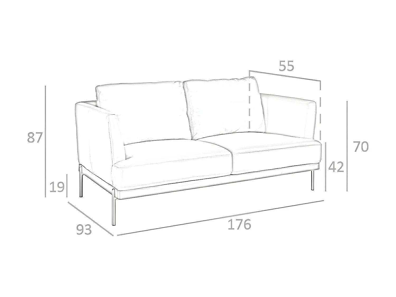 2-zitsbank bekleed in bruin leder 6170 ANGEL CERDA