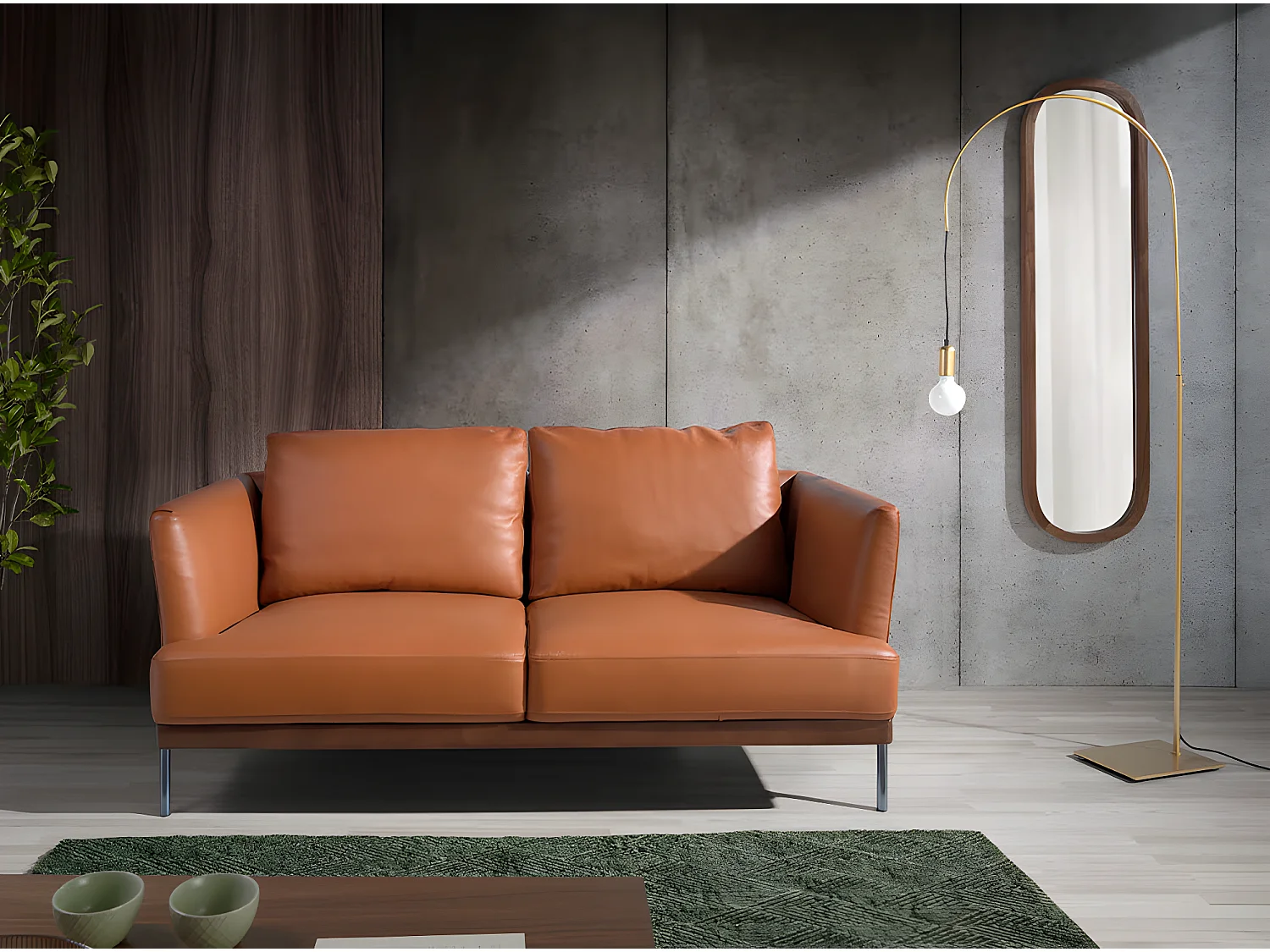 Canapé 2 places en cuir et acier 6170 ANGEL CERDA