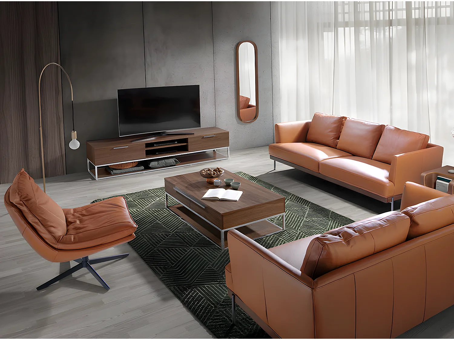 Canapé 2 places en cuir et acier 6170 ANGEL CERDA