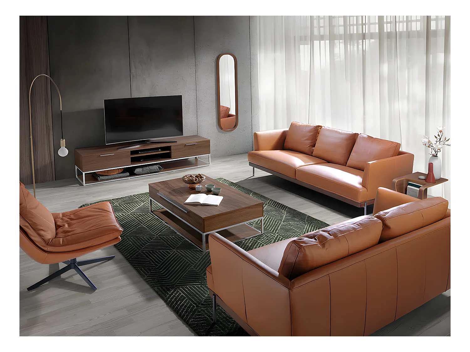 3-zitsbank bekleed in bruin leer 6171 ANGEL CERDA