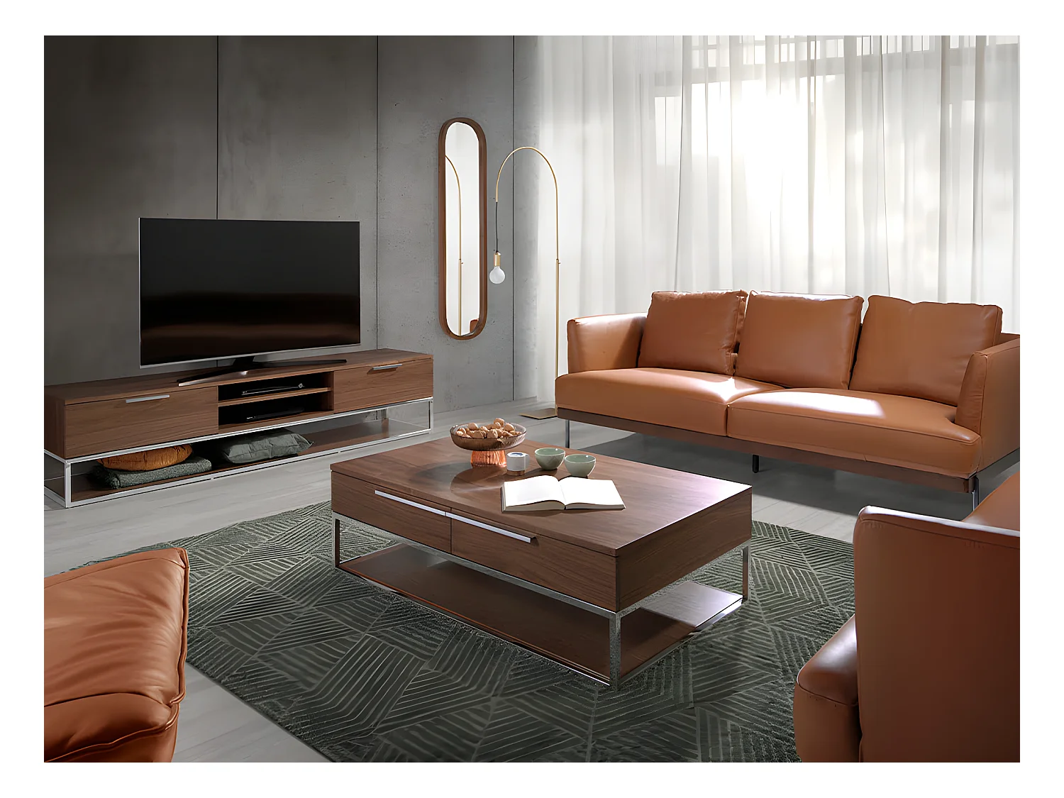 3-zitsbank bekleed in bruin leer 6171 ANGEL CERDA