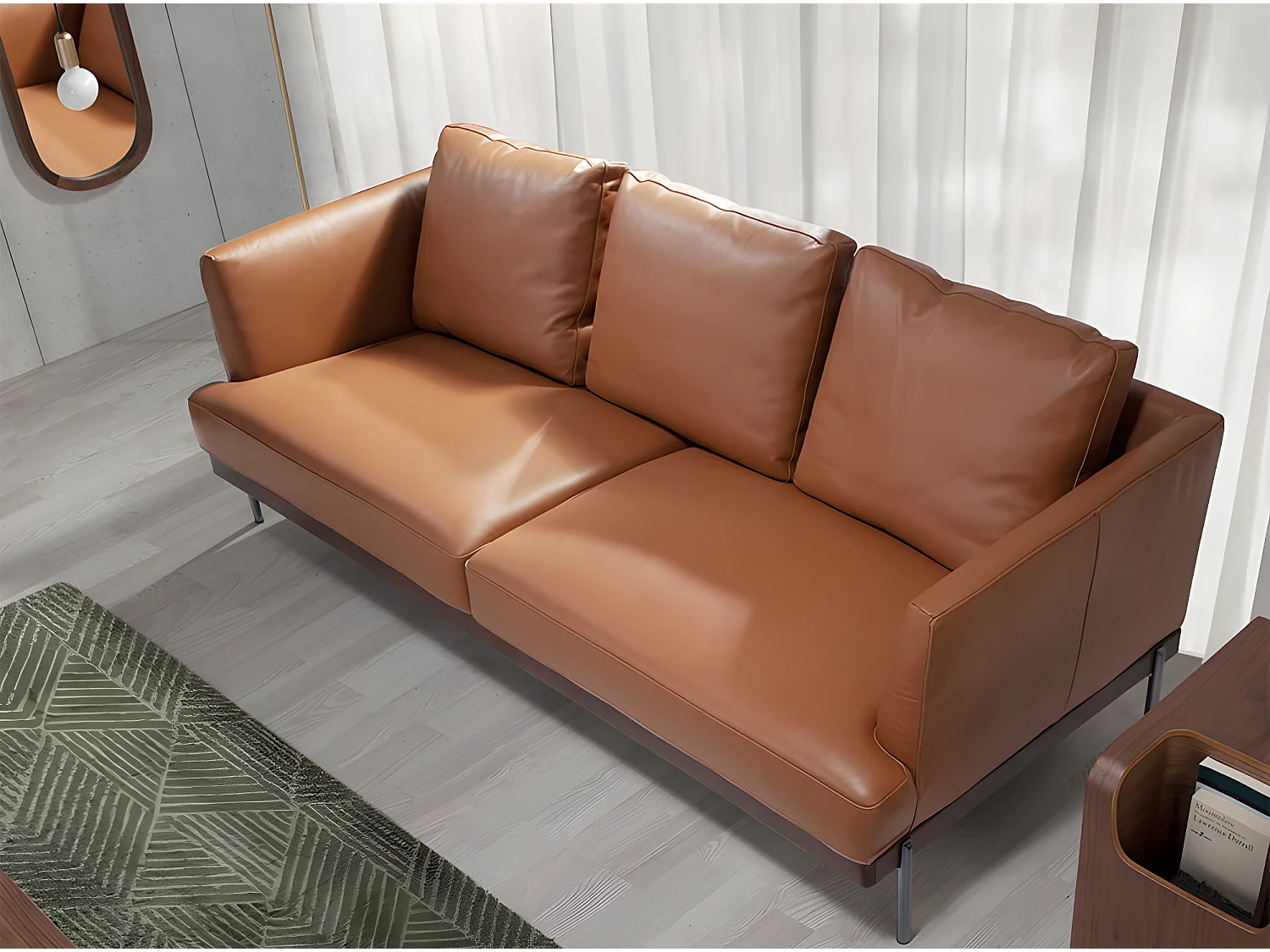 3-zitsbank bekleed in bruin leer 6171 ANGEL CERDA