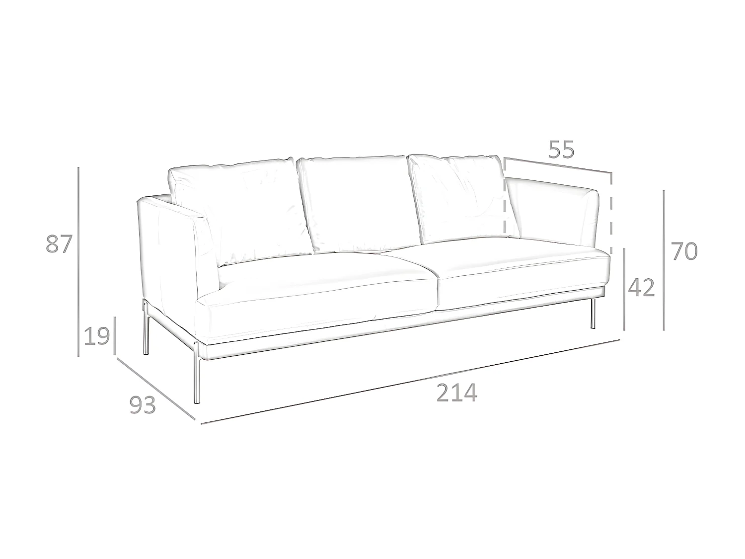 3-zitsbank bekleed in bruin leer 6171 ANGEL CERDA
