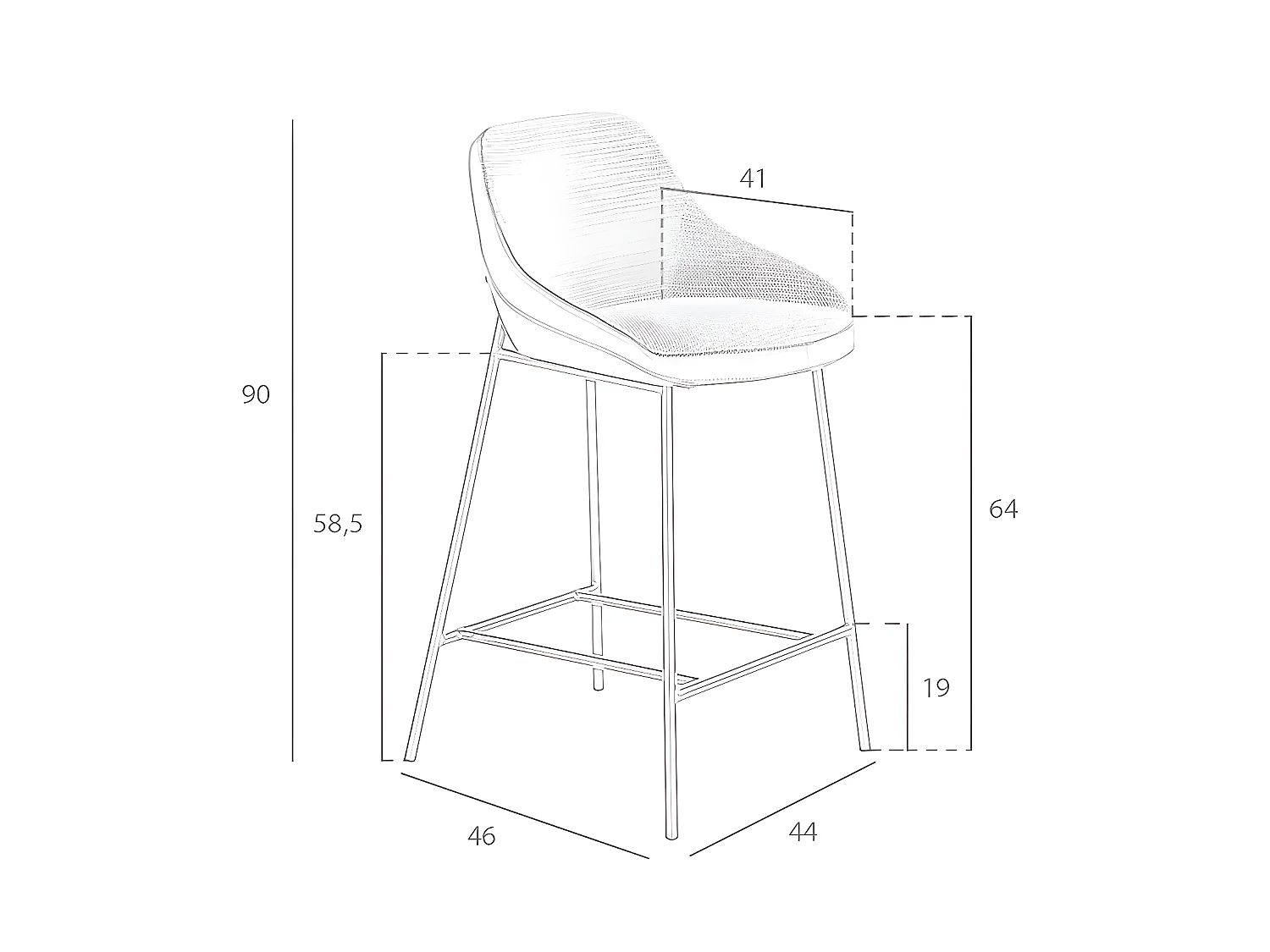 Hocker aus Stoff, Polypropylen und Stahl  4100 ANGEL CERDA