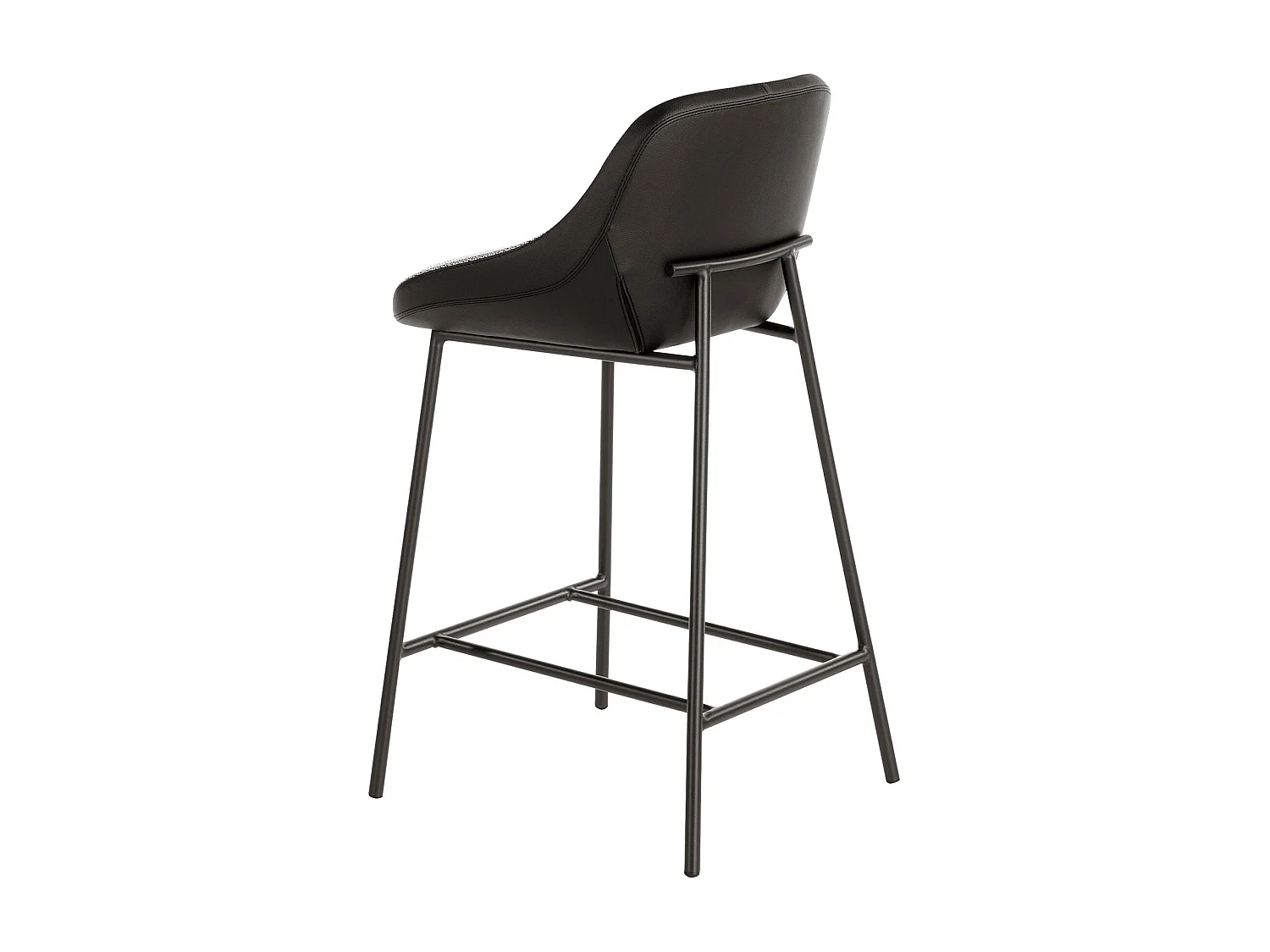 Tabouret en tissu gris et similicuir noir 4100 ANGEL CERDA