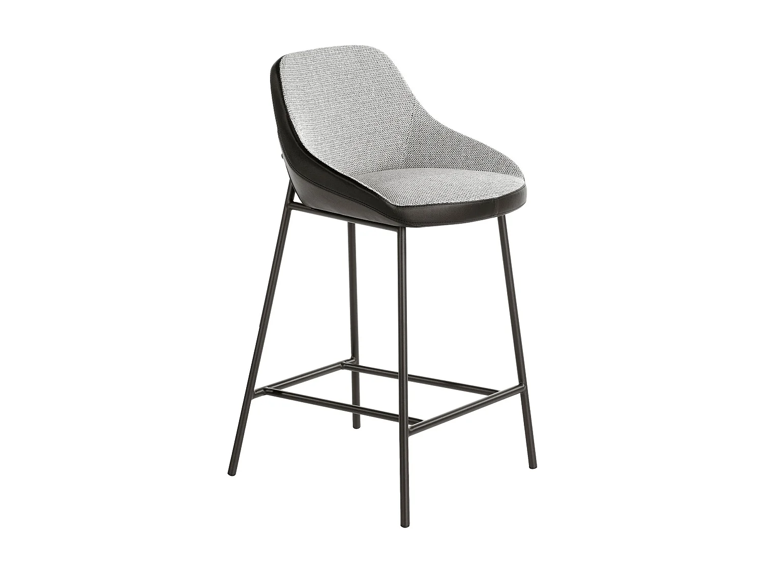 Tabouret en tissu gris et similicuir noir 4100 ANGEL CERDA