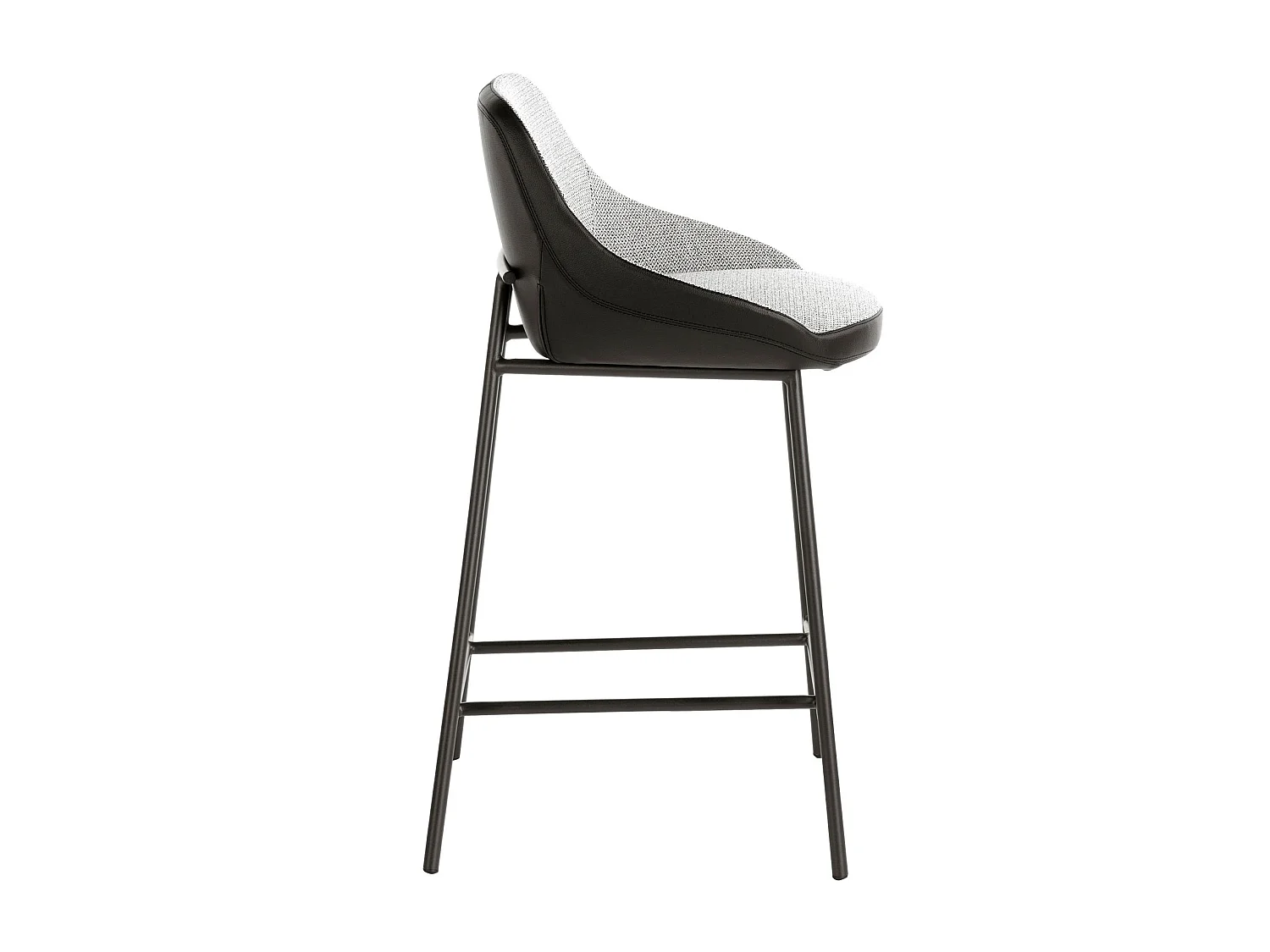 Hocker aus grauem Stoff und schwarzem Öko-Leder 4100 ANGEL CERDA