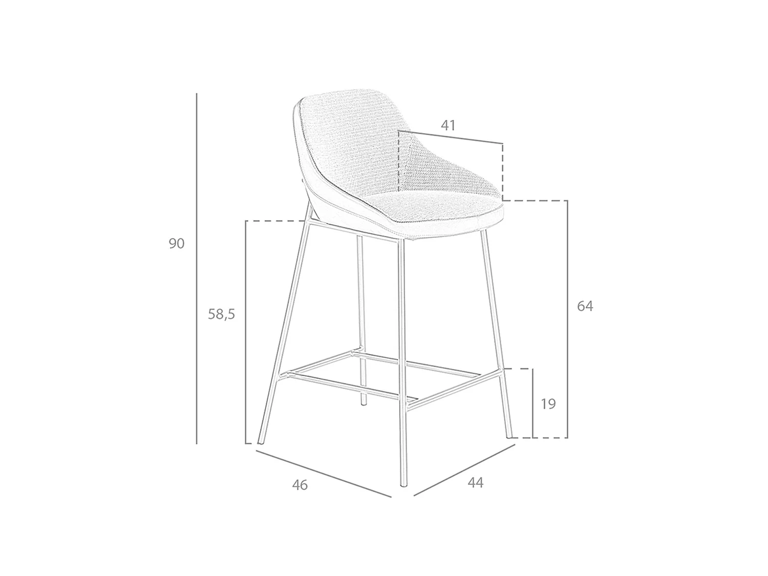 Hocker aus grauem Stoff und schwarzem Öko-Leder 4100 ANGEL CERDA