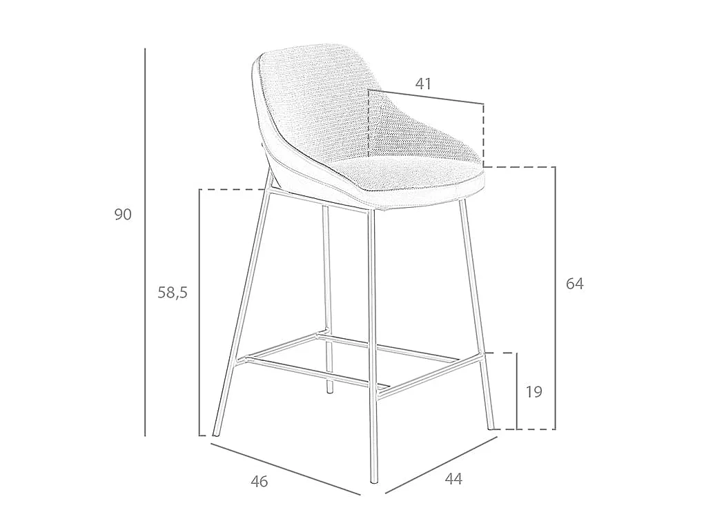 Hocker aus grauem Stoff und schwarzem Öko-Leder 4100 ANGEL CERDA