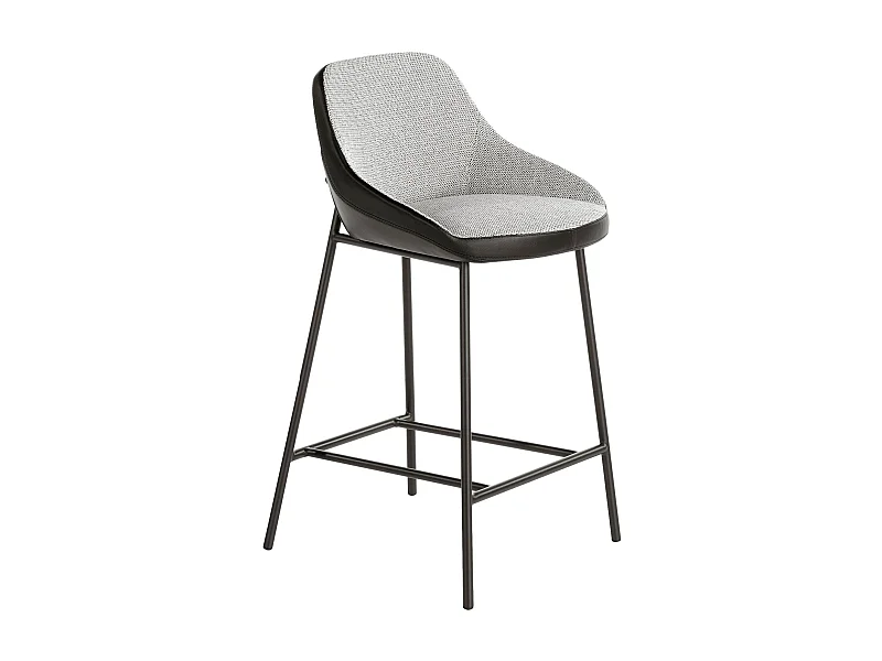 Tabouret en tissu gris et similicuir noir 4100 ANGEL CERDA