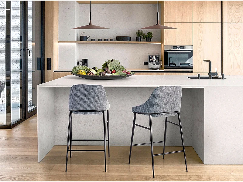 Tabouret en tissu gris 4103 ANGEL CERDA