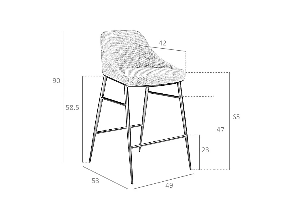 Kruk bekleed met stof en zwart stalen structuur 4103 ANGEL CERDA