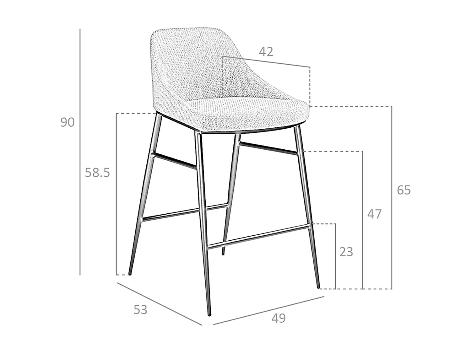 Taburete tela gris 4103 ANGEL CERDA