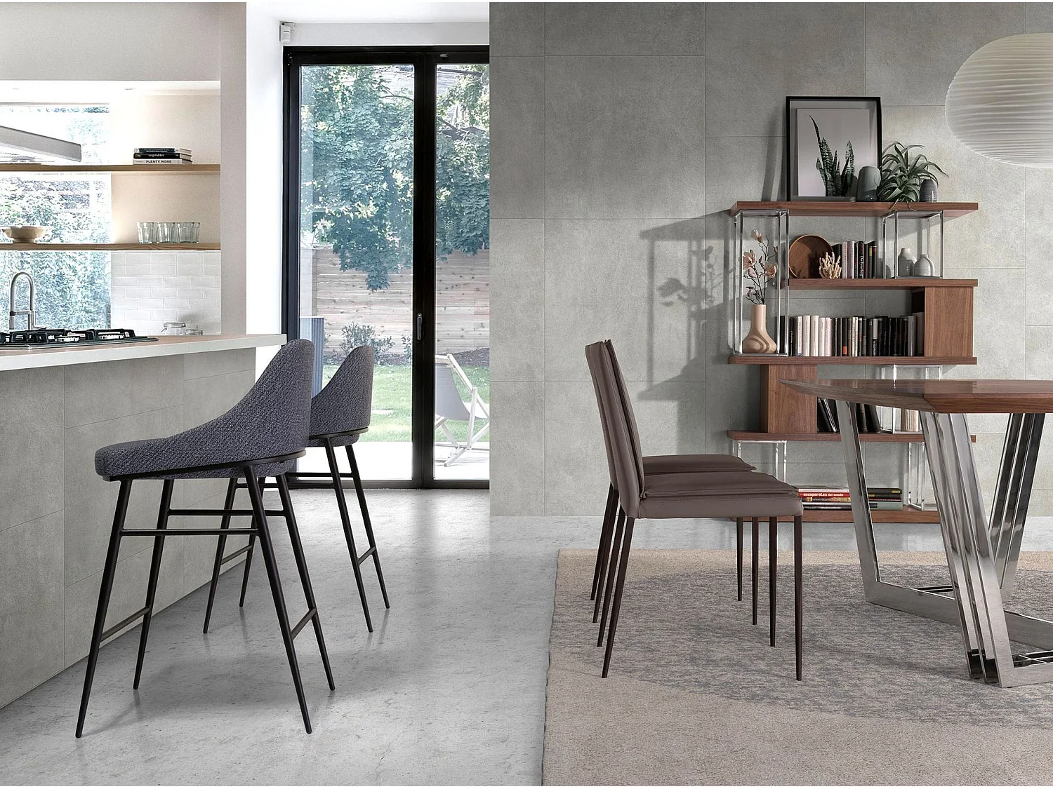 Hocker aus grauem Stoff 4103 ANGEL CERDA
