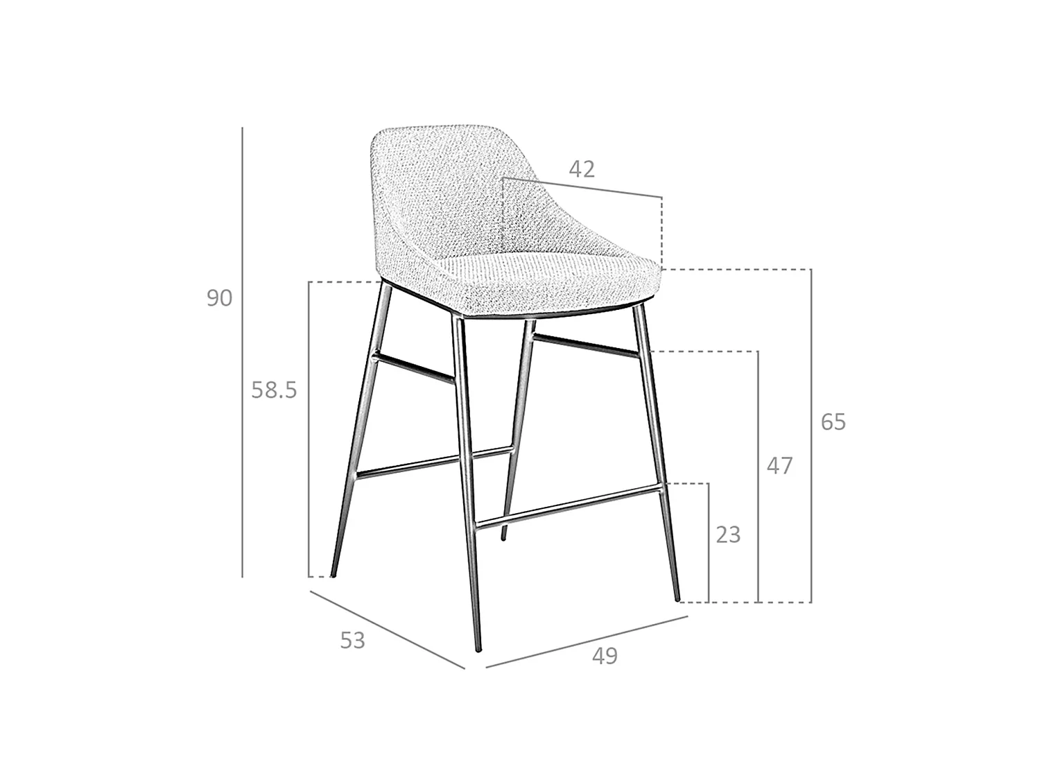 Hocker aus grauem Stoff 4103 ANGEL CERDA