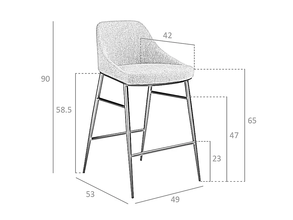 Hocker aus grauem Stoff 4103 ANGEL CERDA