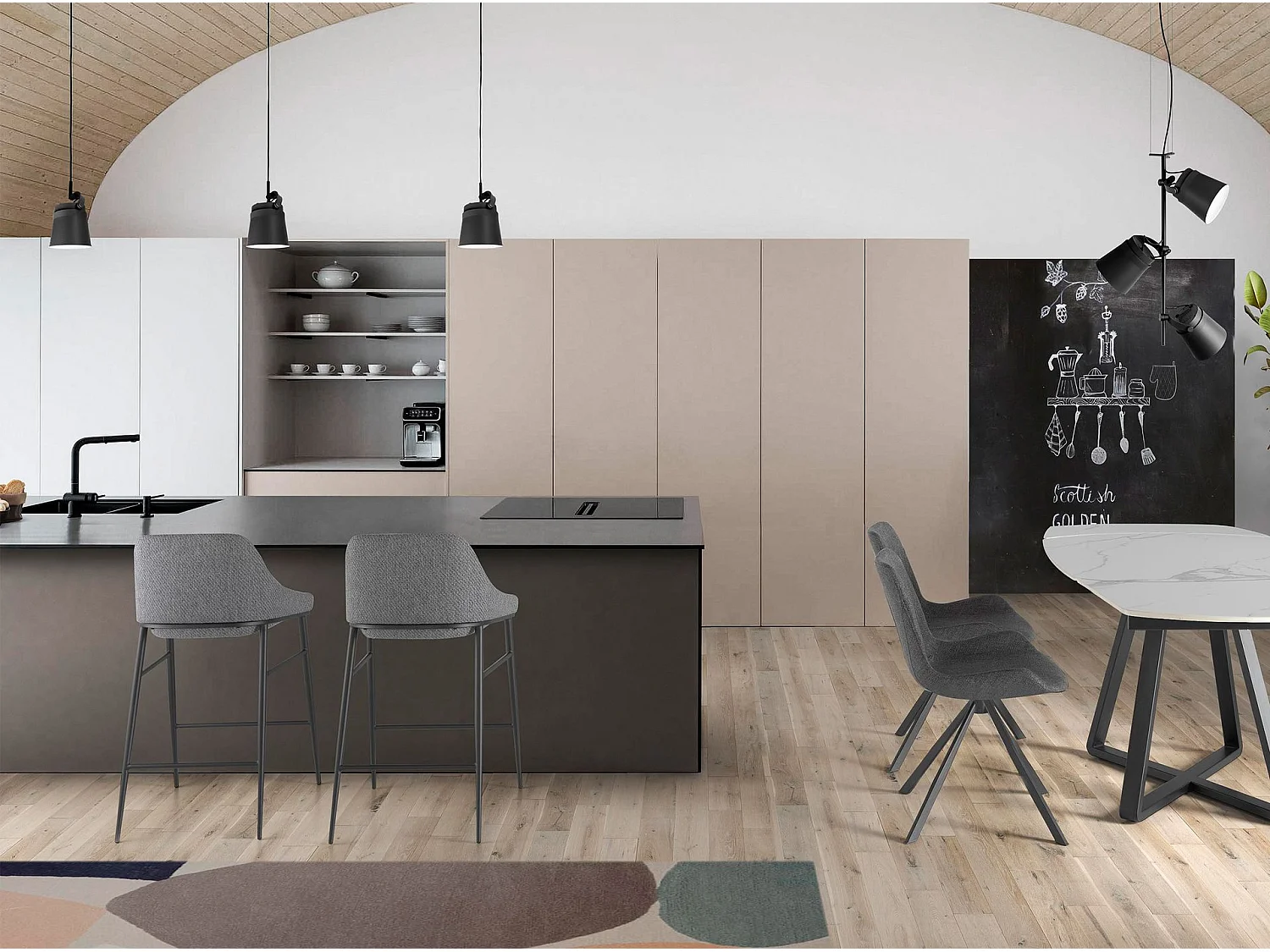 Hocker aus grauem Stoff 4103 ANGEL CERDA