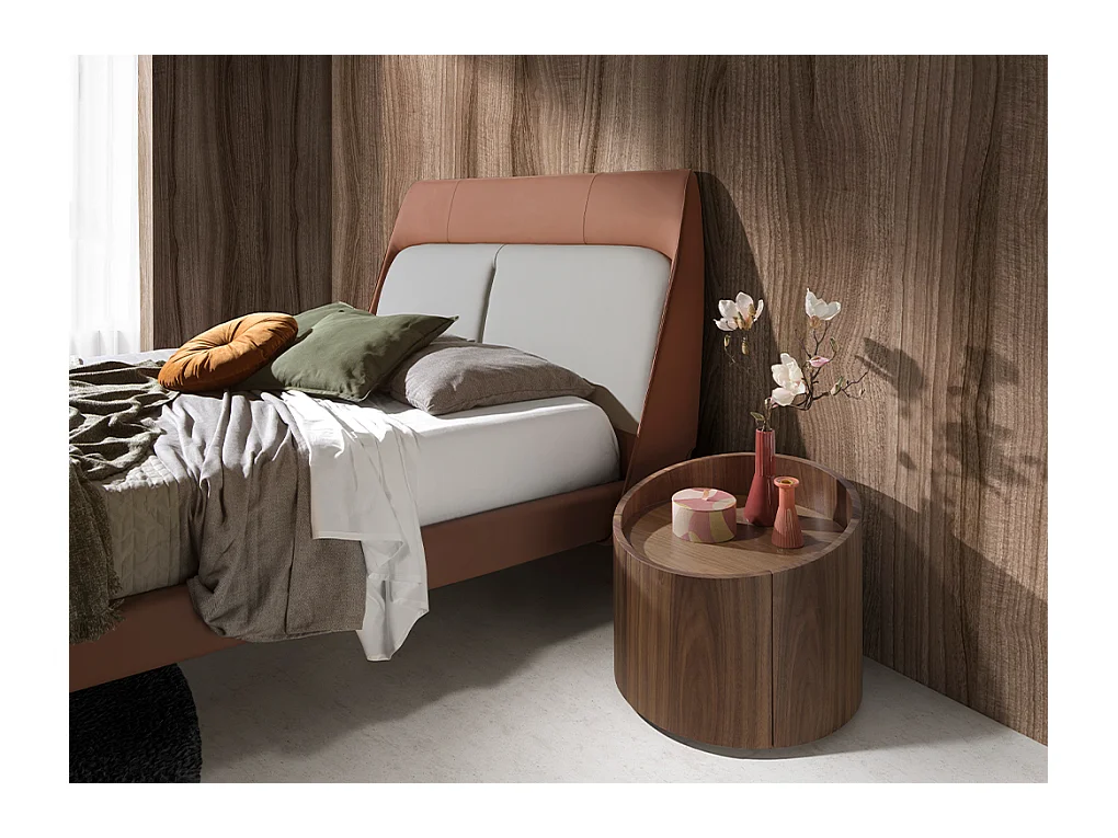 Table de chevet ronde en noyer 7130 ANGEL CERDA