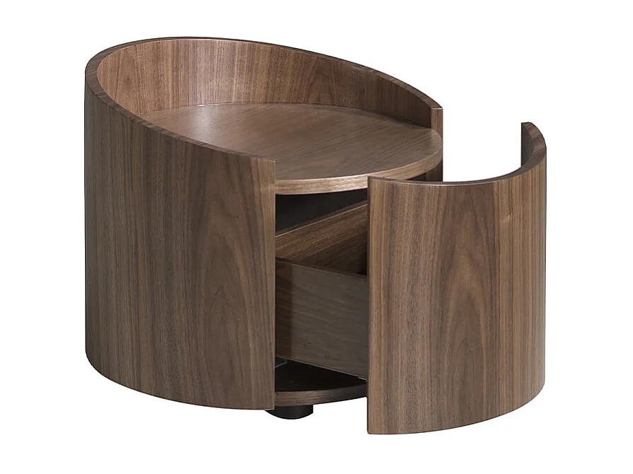 Table de chevet en noyer et acier noir 7130 ANGEL CERDA