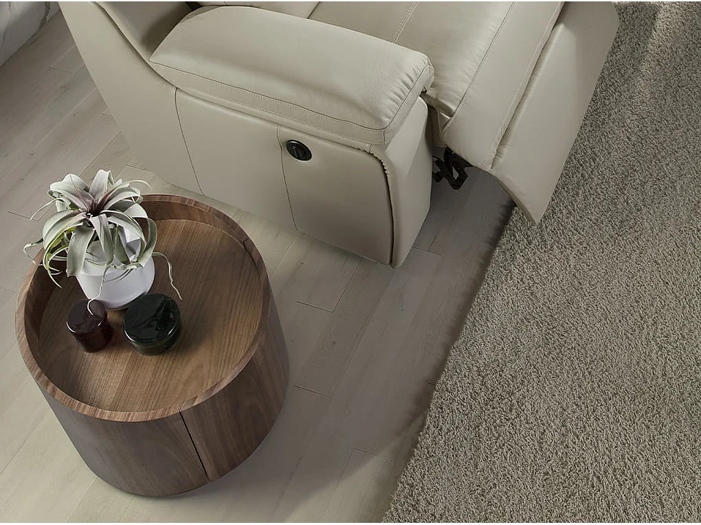 Table de chevet en noyer et acier noir 7130 ANGEL CERDA