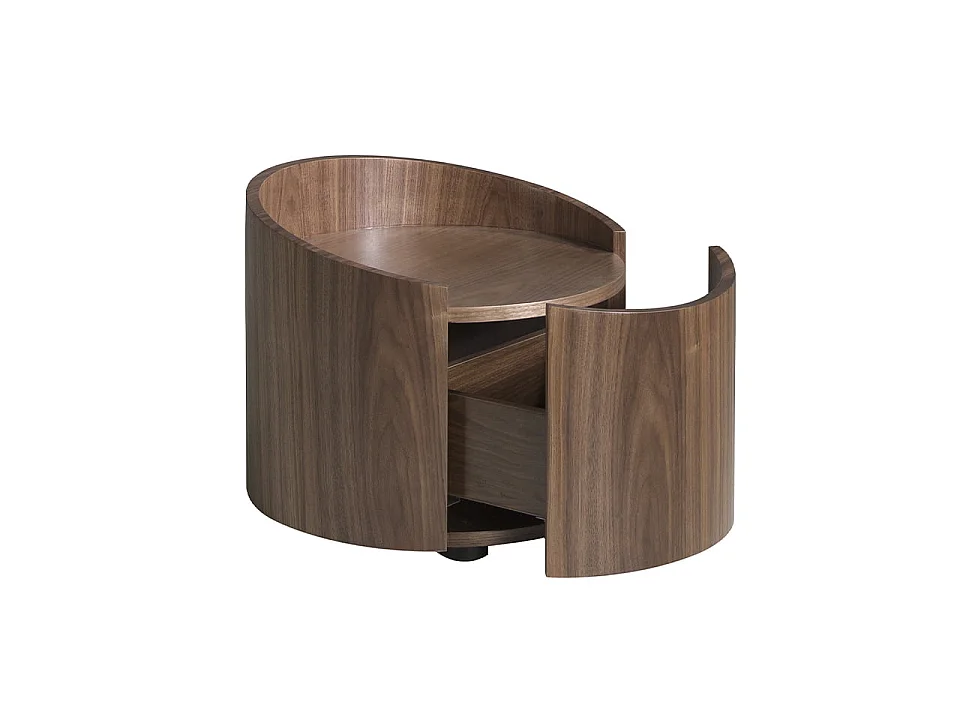 Walnut and black steel bedside table 7130 ANGEL CERDA