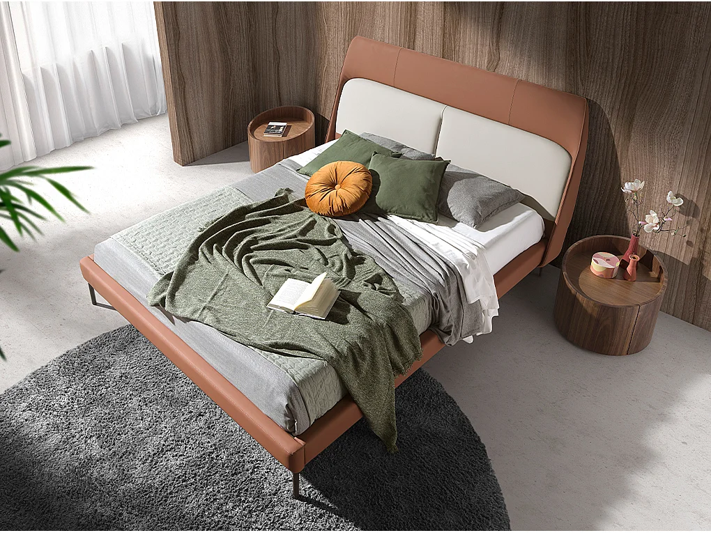Walnut and black steel bedside table 7130 ANGEL CERDA