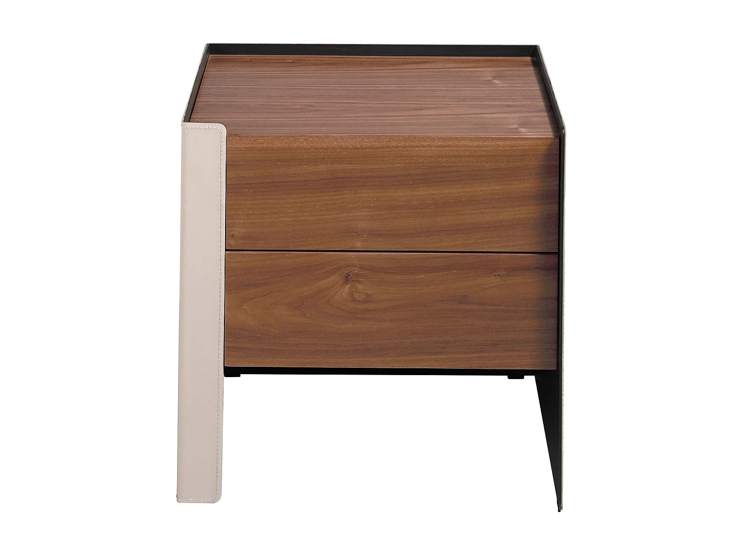 Nachtkastje van ecoleder, walnoot en zwart staal 7118 ANGEL CERDA