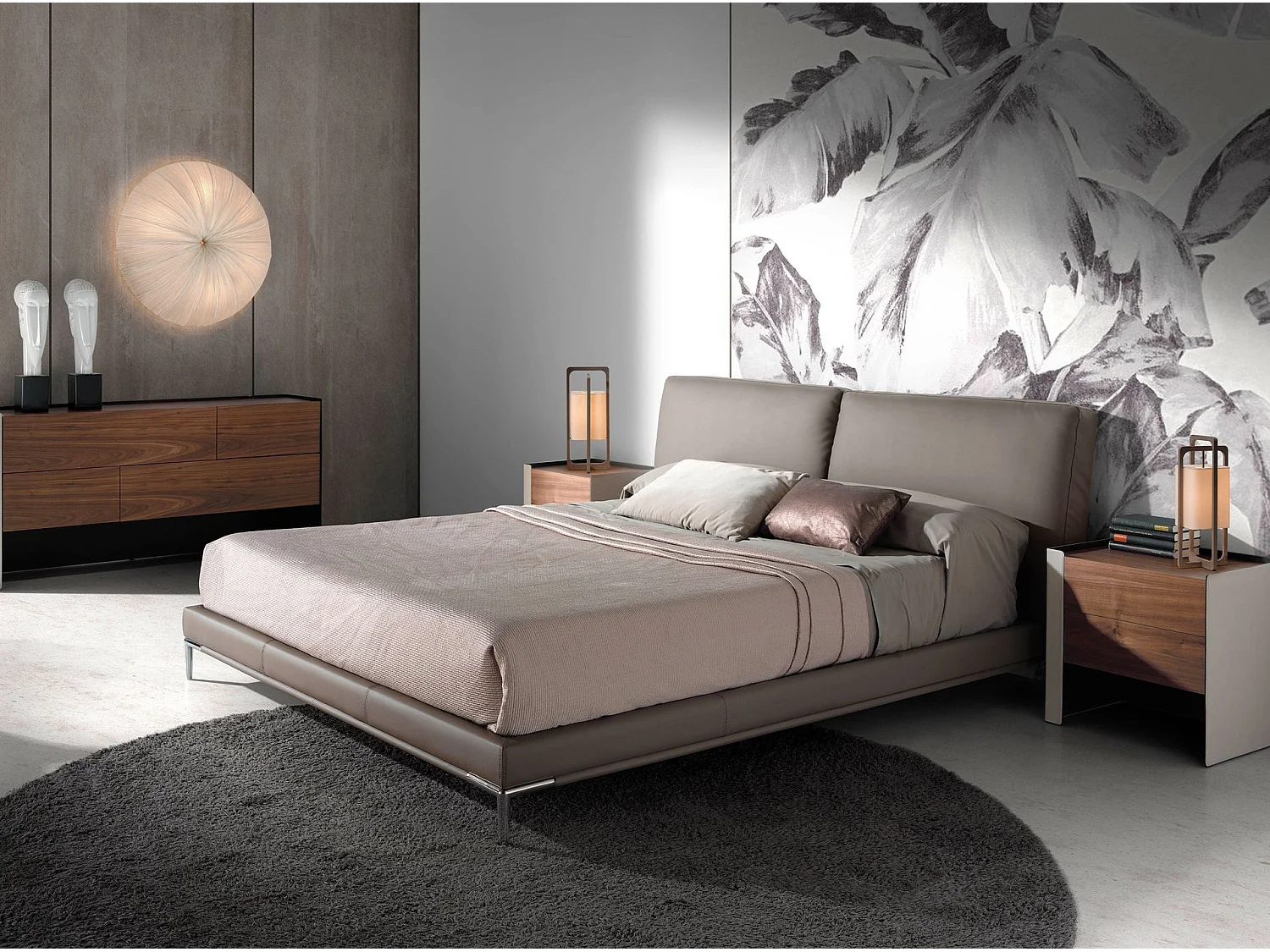 Nachtkastje van ecoleder, walnoot en zwart staal 7118 ANGEL CERDA