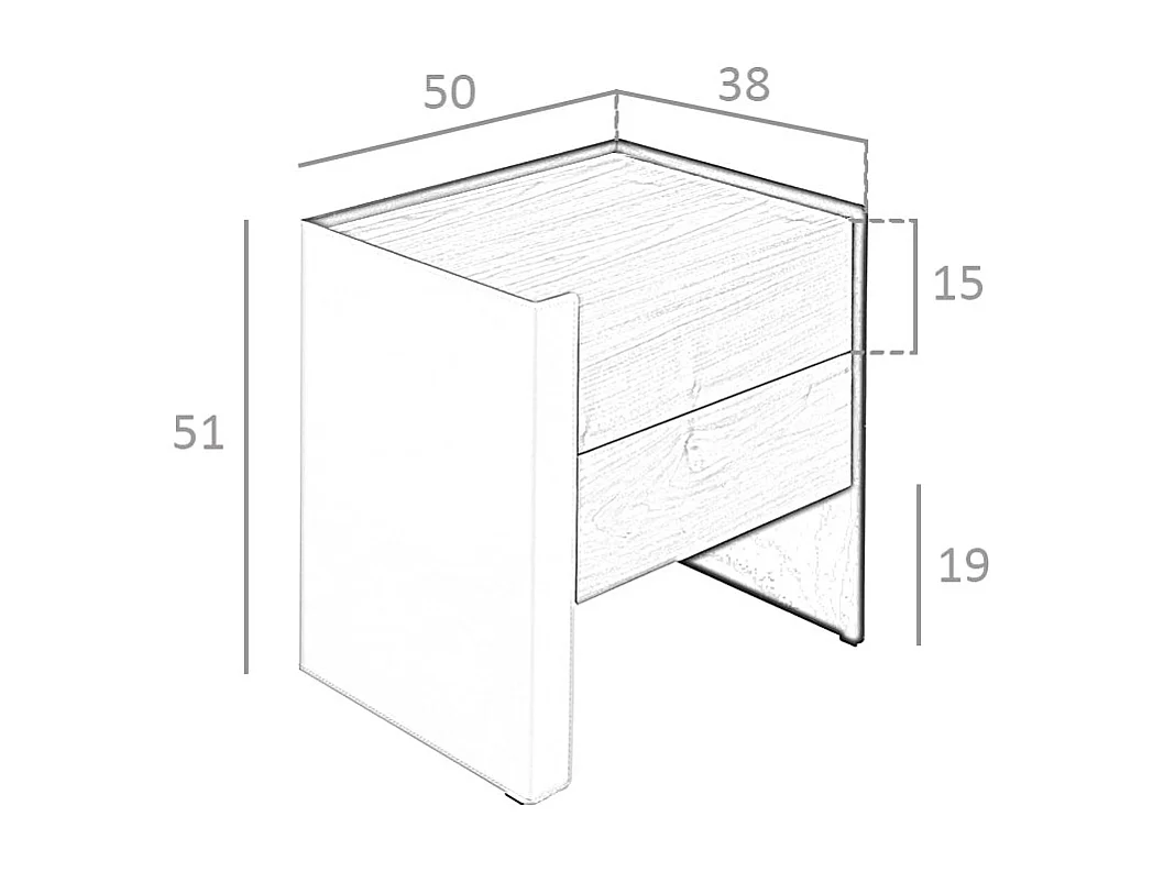 Nachtkastje van ecoleder, walnoot en zwart staal 7118 ANGEL CERDA