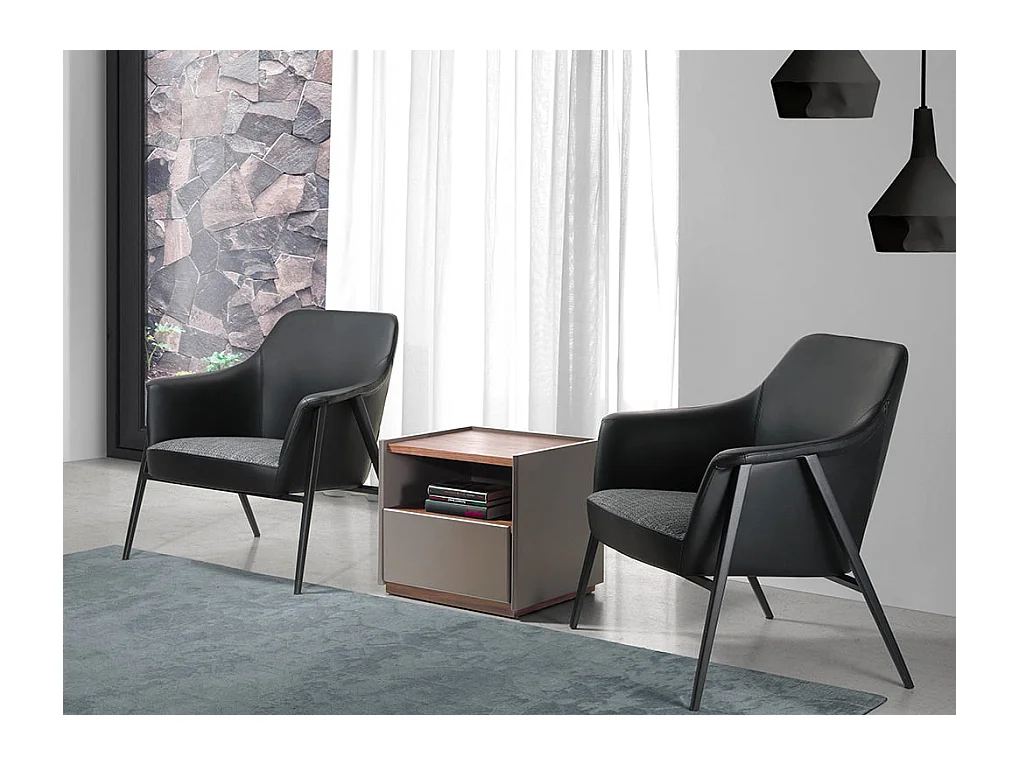 Comodino in legno grigio e noce 7116 ANGEL CERDA