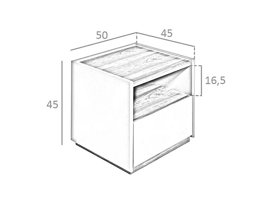 Comodino in legno grigio e noce 7116 ANGEL CERDA