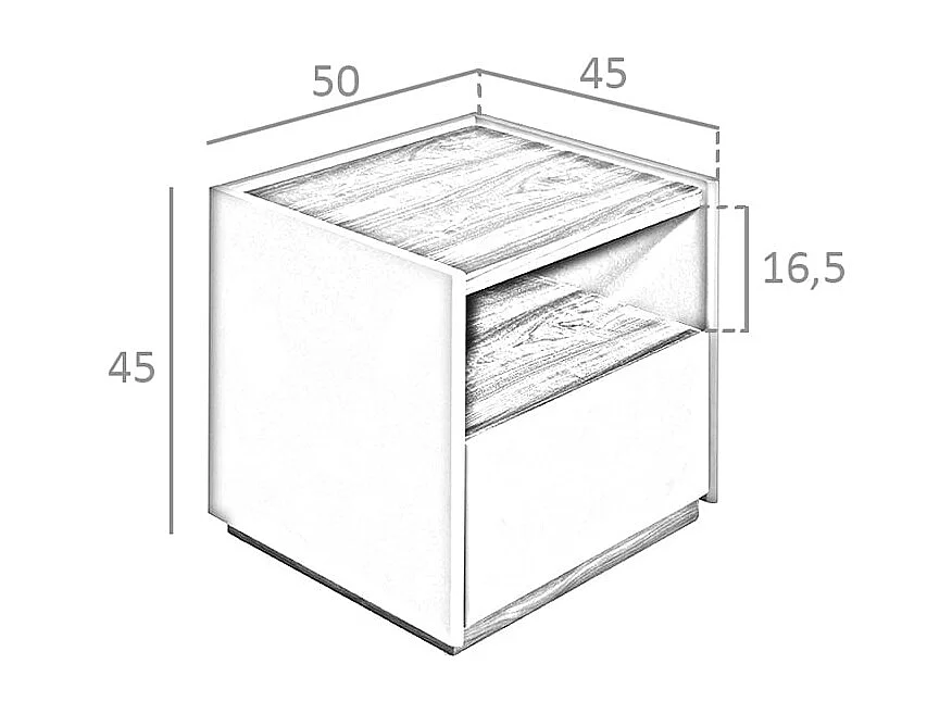 Comodino in legno grigio e noce 7116 ANGEL CERDA