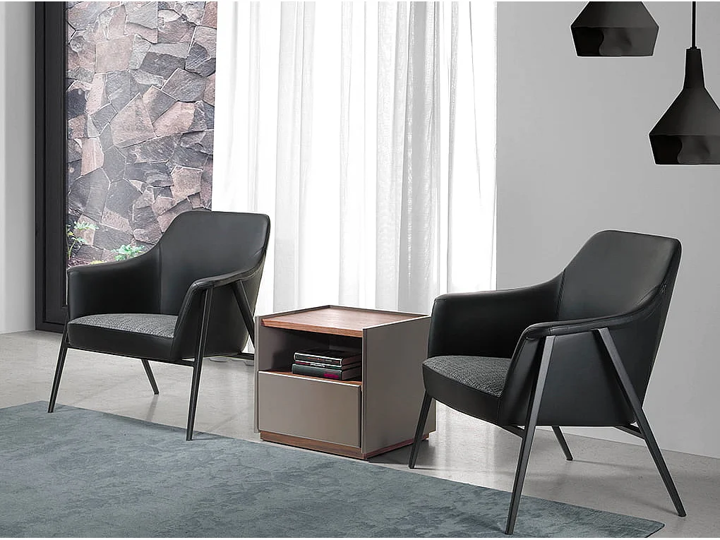 Chevet en bois gris et noyer 7116 ANGEL CERDA