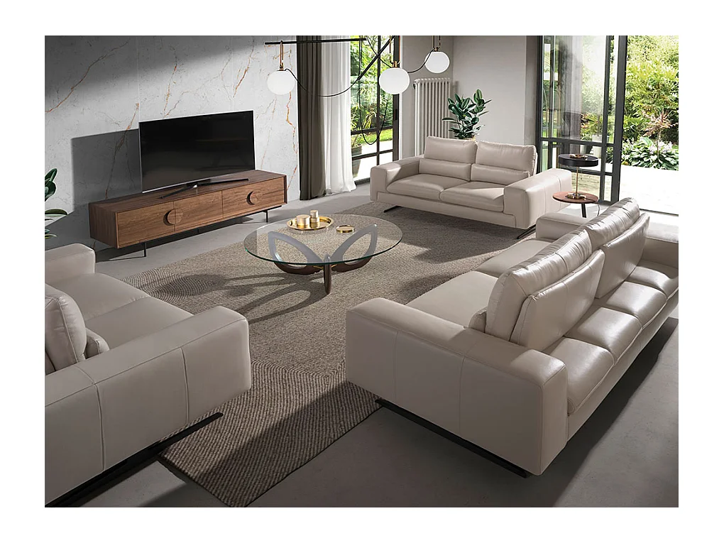 3-zits leren bank taupe grijs