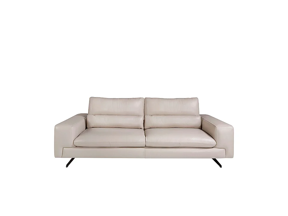 Canapé 3 places en cuir gris taupe