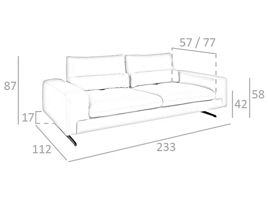 Canapé 3 places en cuir gris taupe