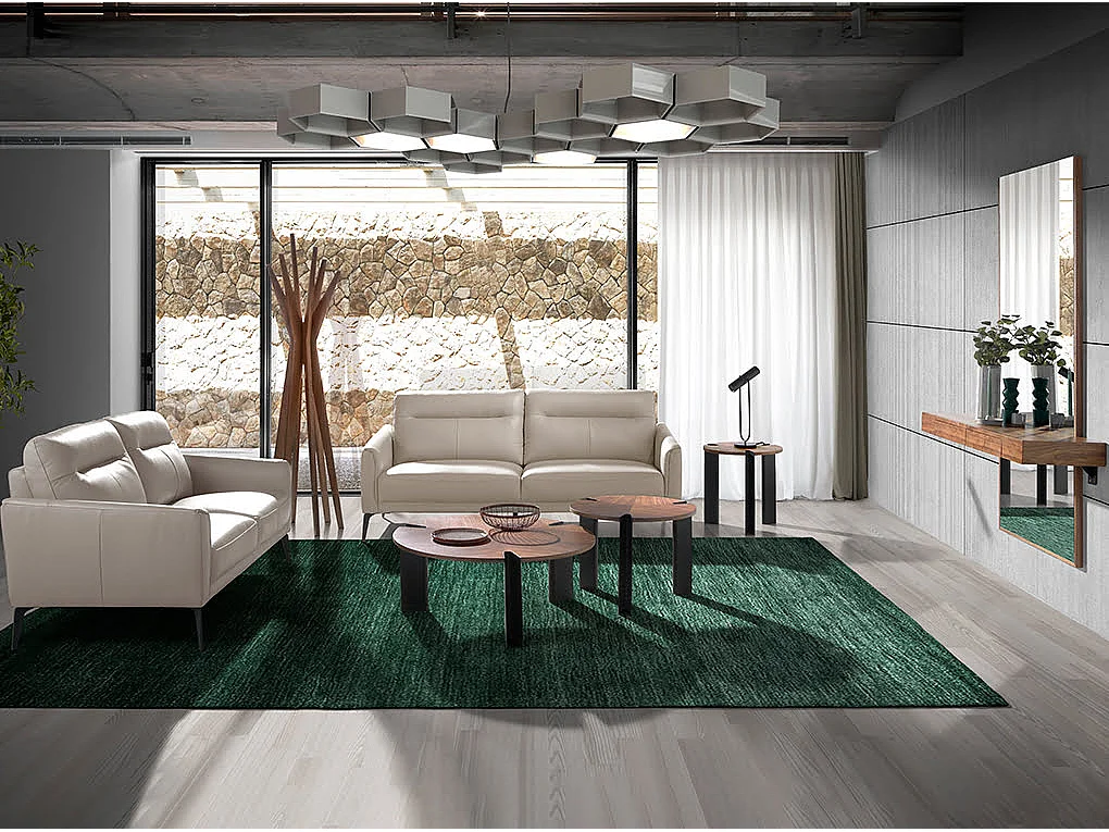 Canapé 2 places en cuir gris et acier 6137 ANGEL CERDA