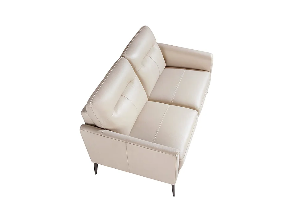 Canapé 2 places en cuir gris et acier 6137 ANGEL CERDA