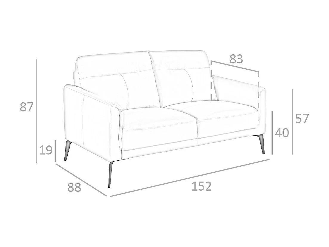 Skórzana sofa 2-osobowa szary taupe 6137 ANGEL CERDA