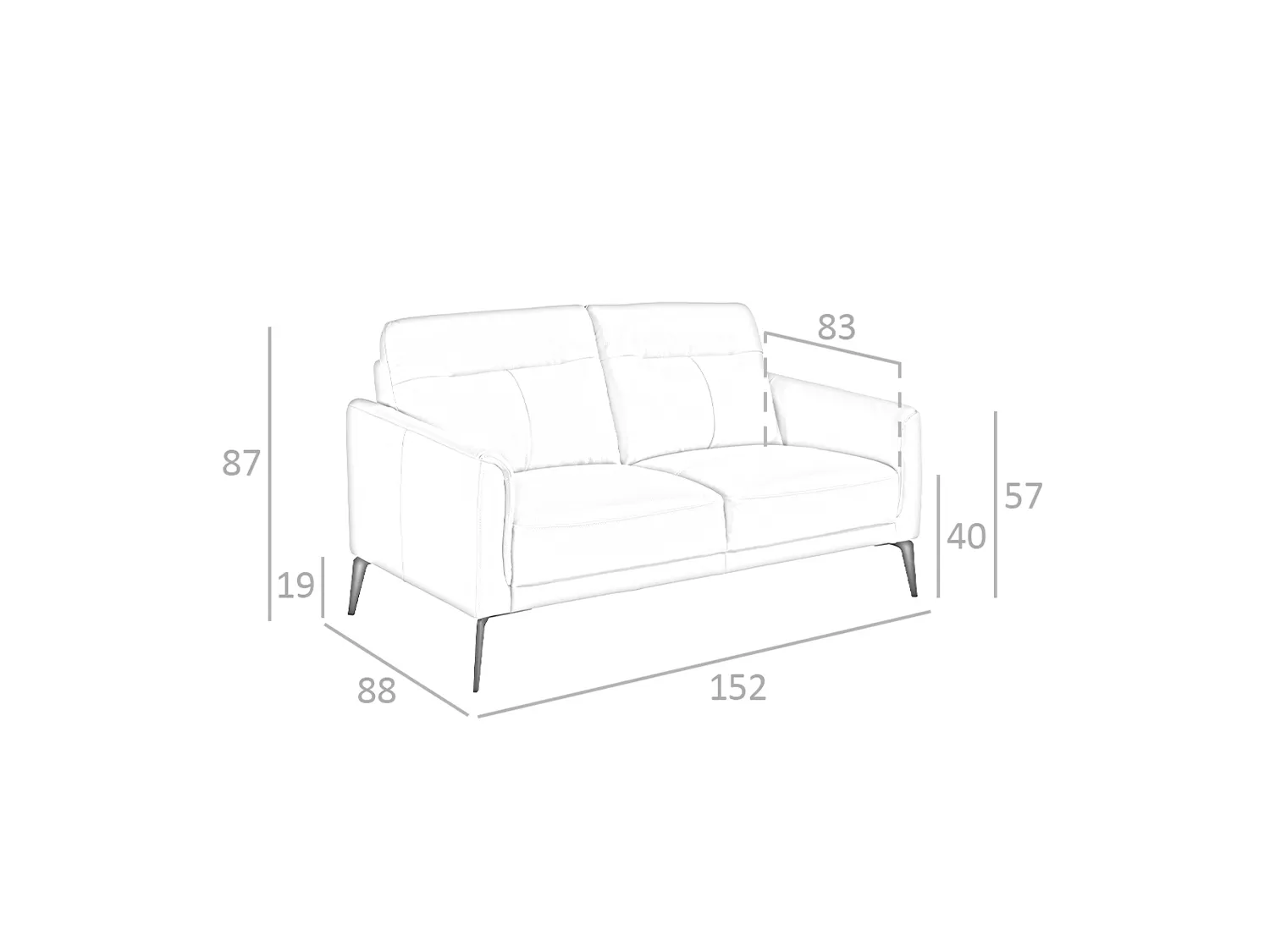 Sofá 2 plazas piel vacuno color taupé  6137 ANGEL CERDA