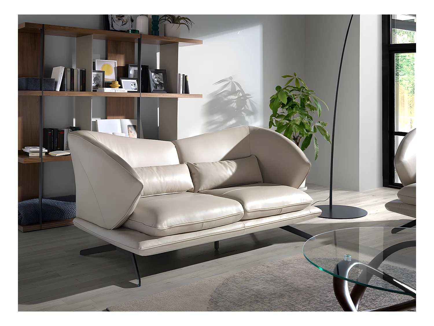 2-zitsbank in grijs taupe rundleder 6145 ANGEL CERDA